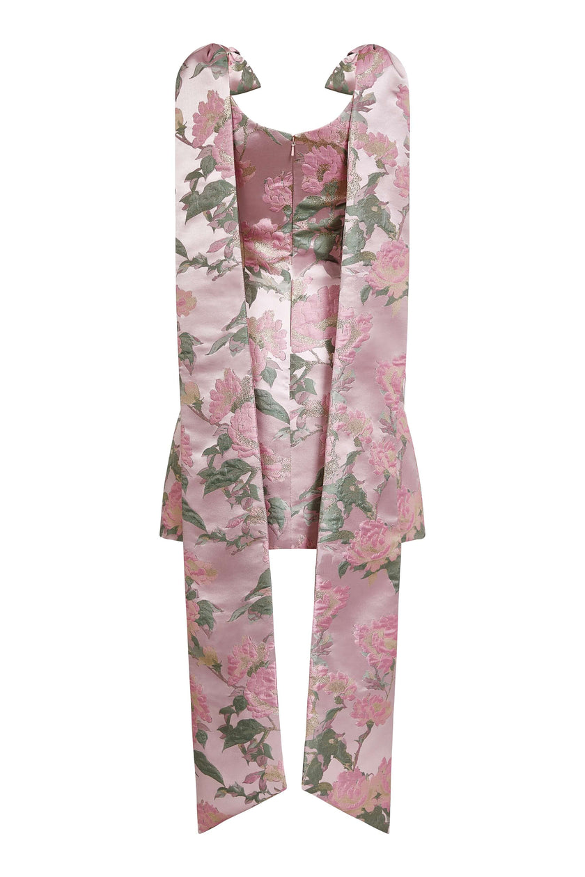 GITA LIGHT PINK BROCADE MINI DRESS