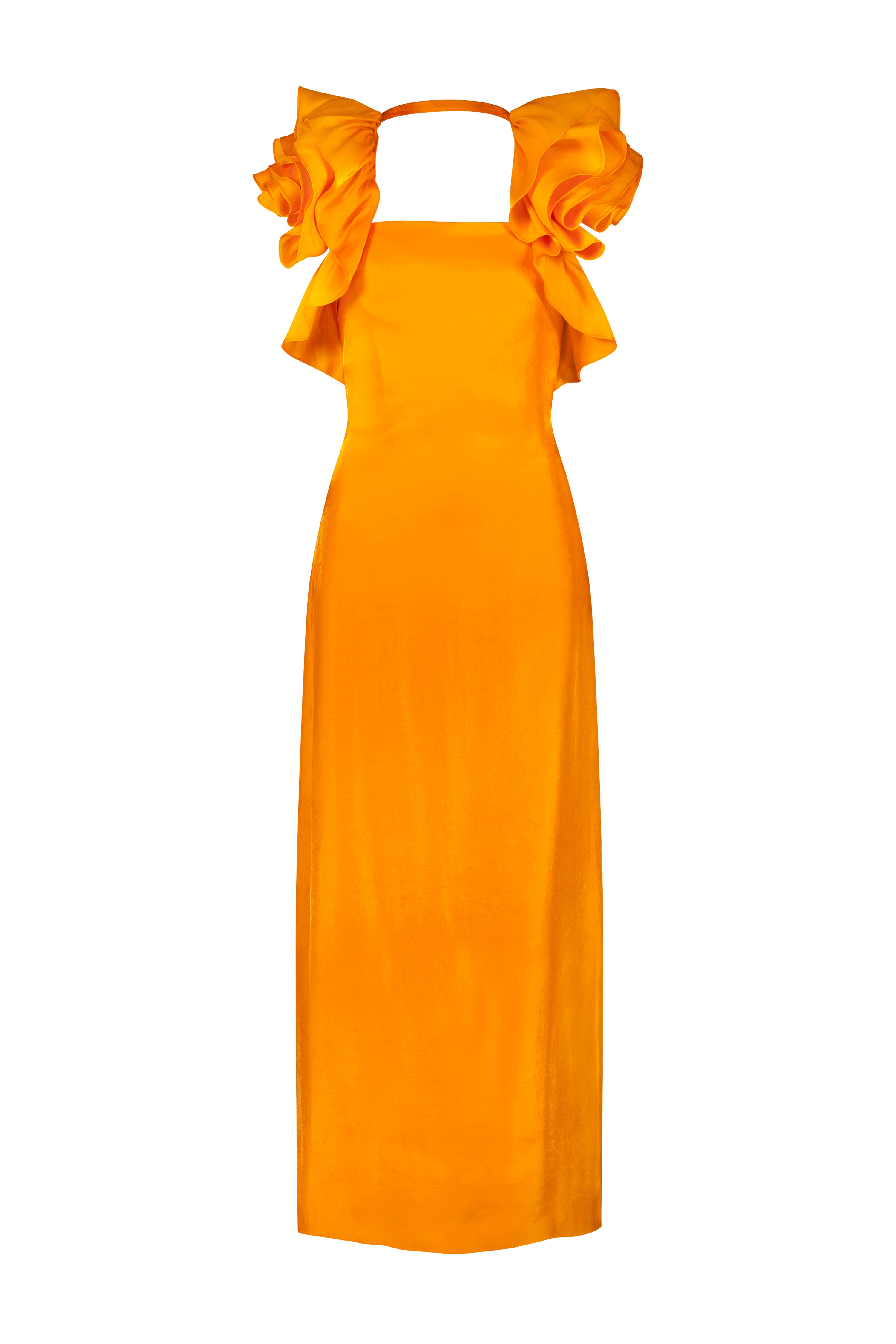 Julie floral satin ruffle dress
