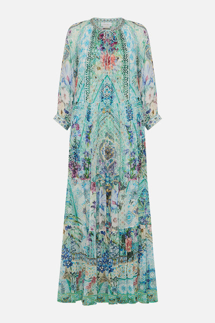 LONG GATHERED PANEL DRESS