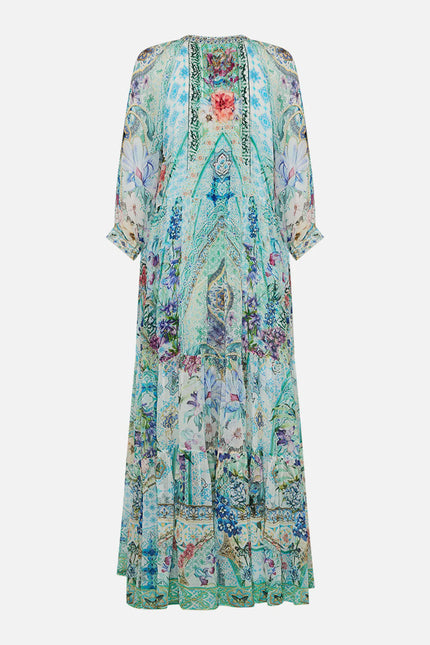 LONG GATHERED PANEL DRESS