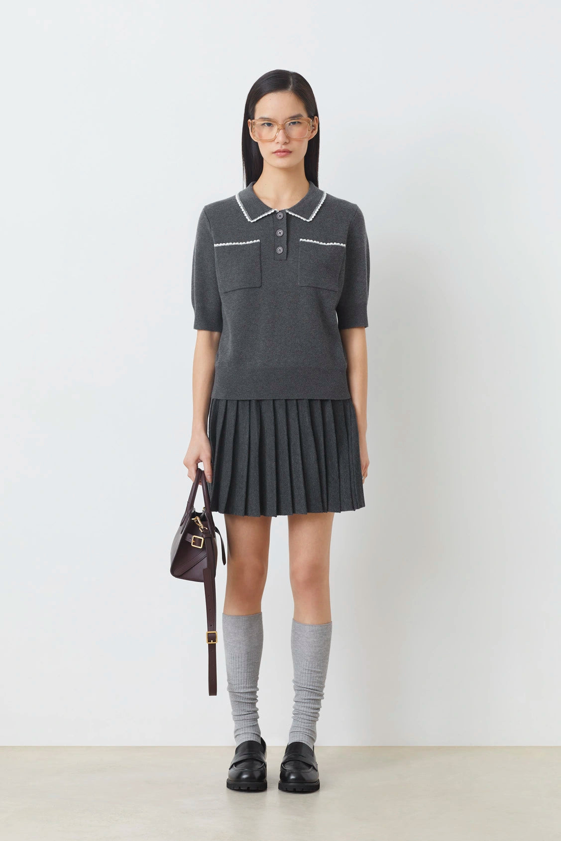 POLKA POLO SHIRT WITH SCALLOPED EDGING