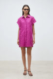 CROSS SHORT EMBROIDERED SHIRT DRESS