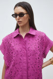 CROSS SHORT EMBROIDERED SHIRT DRESS