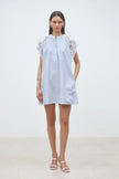 CIDJI SHORT DRESS WITH EMBROIDERED STRIPES