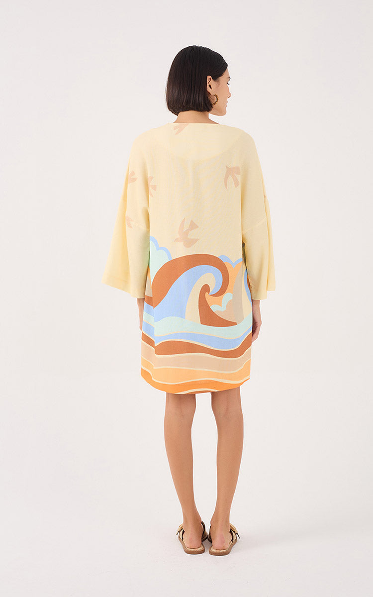 LINEN DRESS WITH TRANQUILITY PRINT