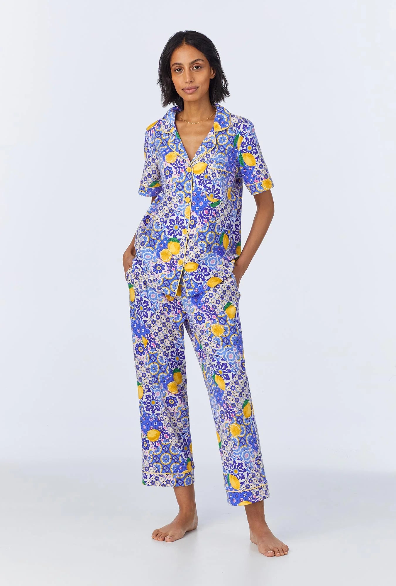 SHORT SLEEVE CLASSIC STRETCH JERSEY CROPPED PJ SET