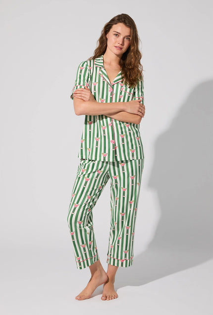 SHORT SLEEVE CLASSIC STRETCH JERSEY CROPPED PJ SET