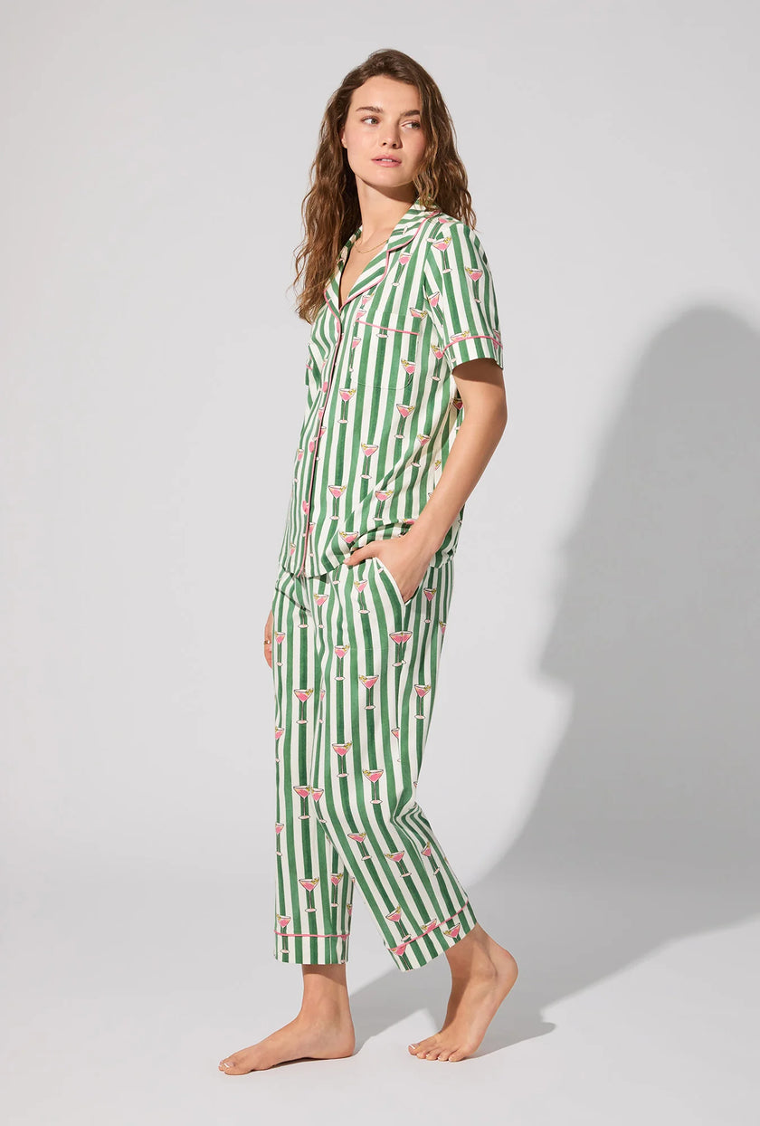 SHORT SLEEVE CLASSIC STRETCH JERSEY CROPPED PJ SET