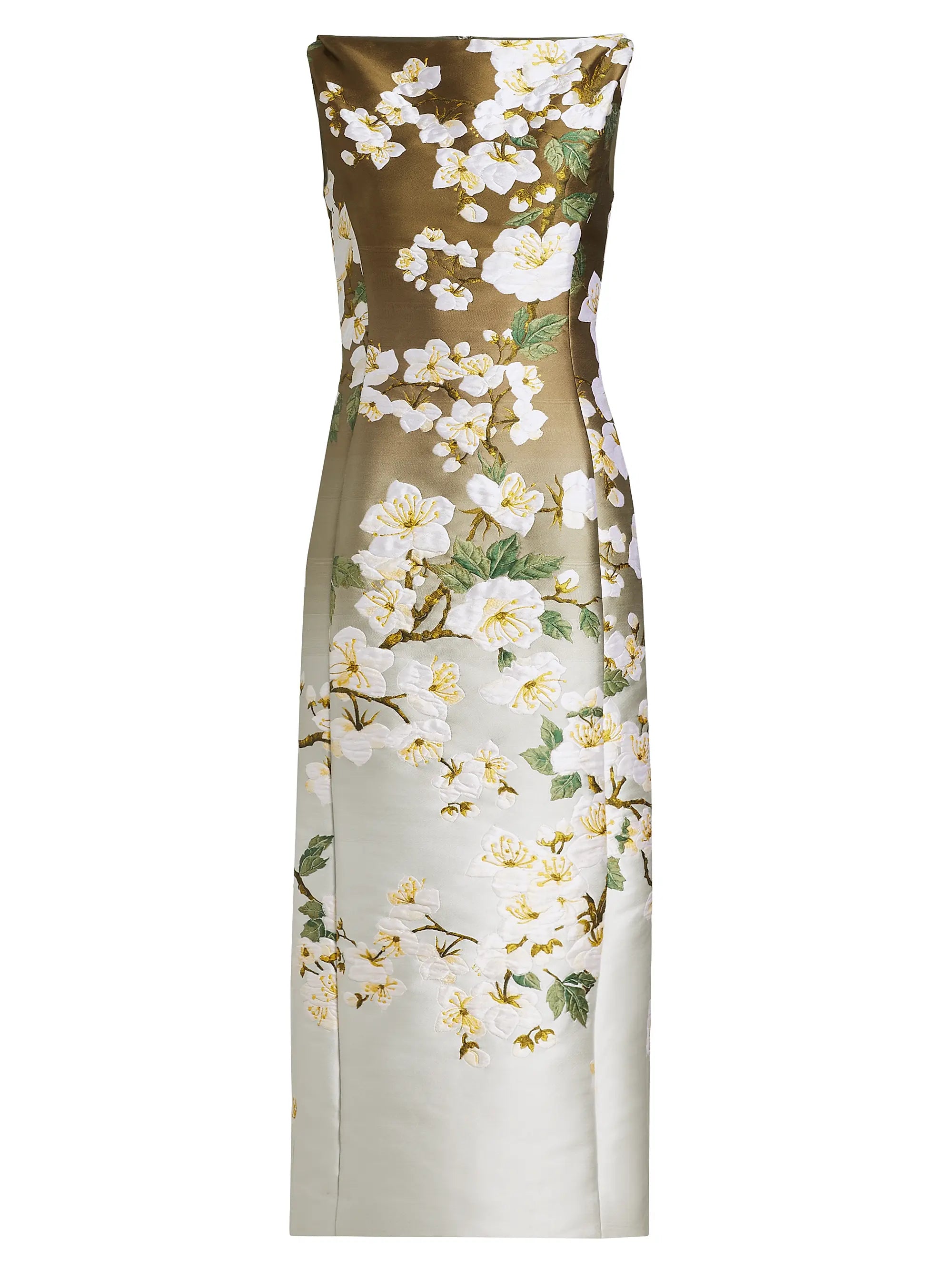 OMBRE CHERRY BLOSSOM JACQUARD MIDI DRESS