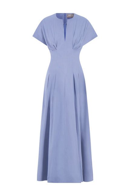 COTTON POPLIN SMOCKED BACK DRESS