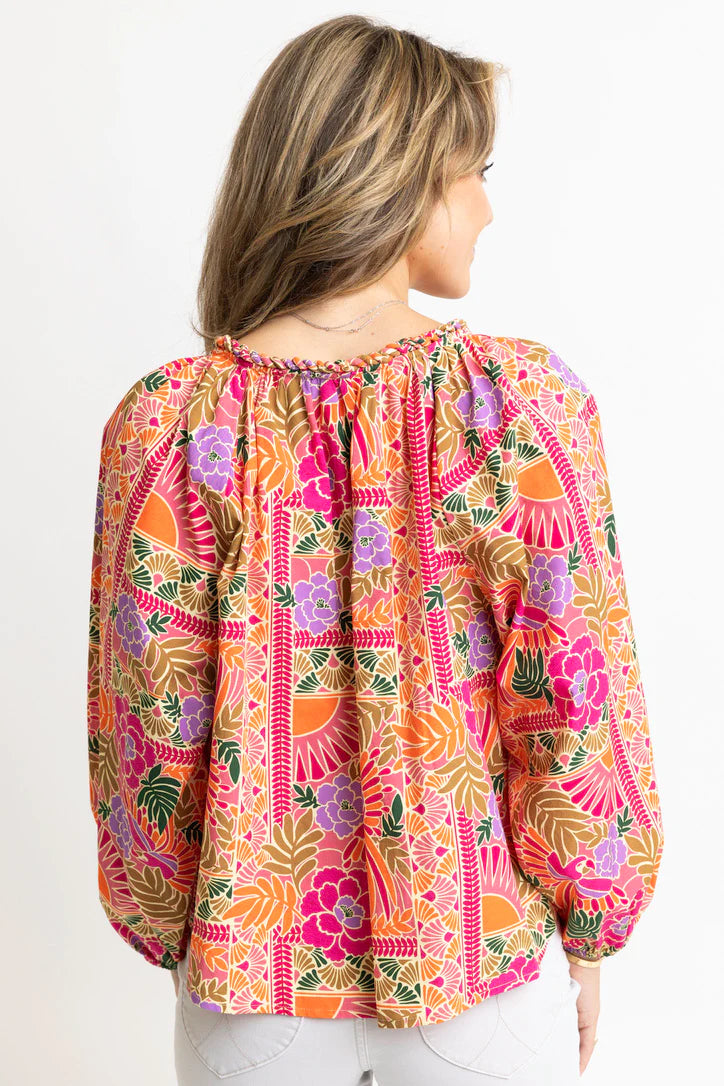 TOUCAN VNECK BRAID TRIM TOP