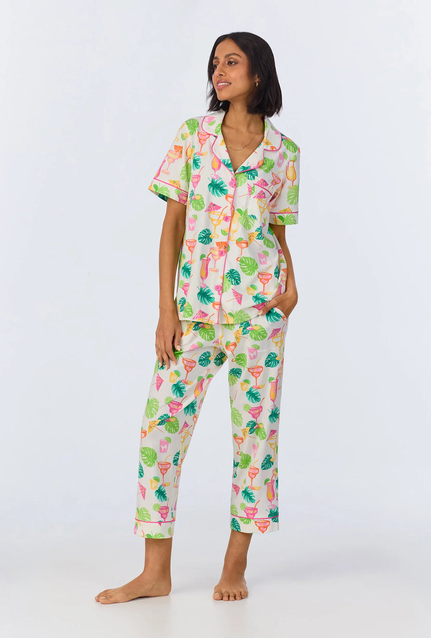 SHORT SLEEVE CLASSIC STRETCH JERSEY CROPPED PJ SET