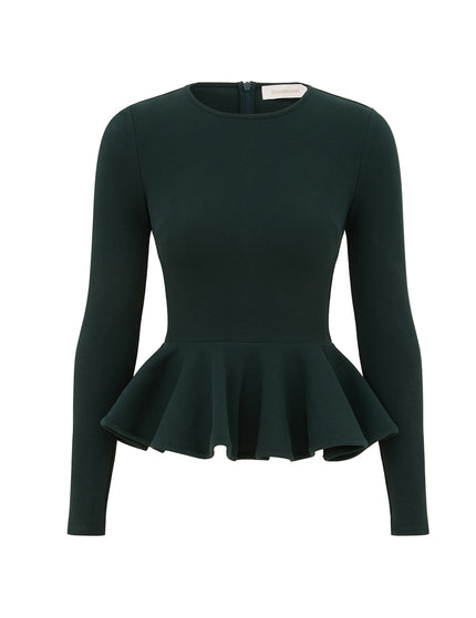 JERSEY PEPLUM IN BOTTLE GREEN