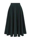POPLIN MIDI SKIRT IN BOTTLE GREEN