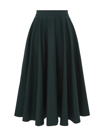 POPLIN MIDI SKIRT IN BOTTLE GREEN