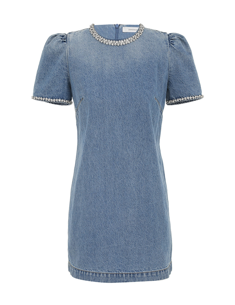 CRUSH EMBELLISHED DENIM DRESS