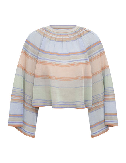 INDRA STRIPE BELL SLEEVE TOP