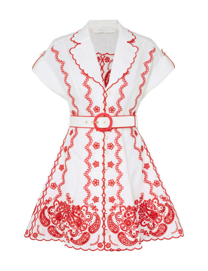LUCKY EMBROIDERED MINI DRESS