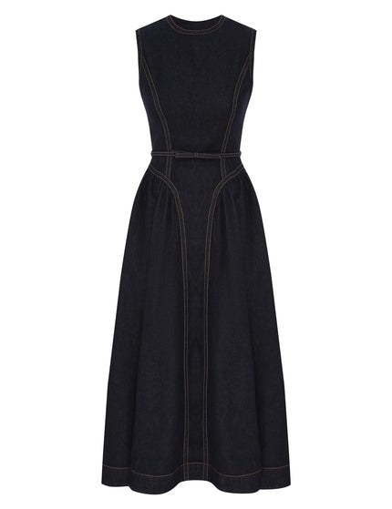 DENIM PANELLED MIDI DRESS