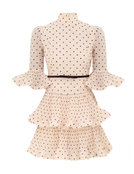 PLEATED SLEEVED MINI DRESS