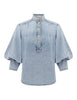 DENIM BLOUSE IN SEA FOAM