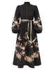 VALIANT BUTTON MIDI DRESS IN BLACK BOUQUET