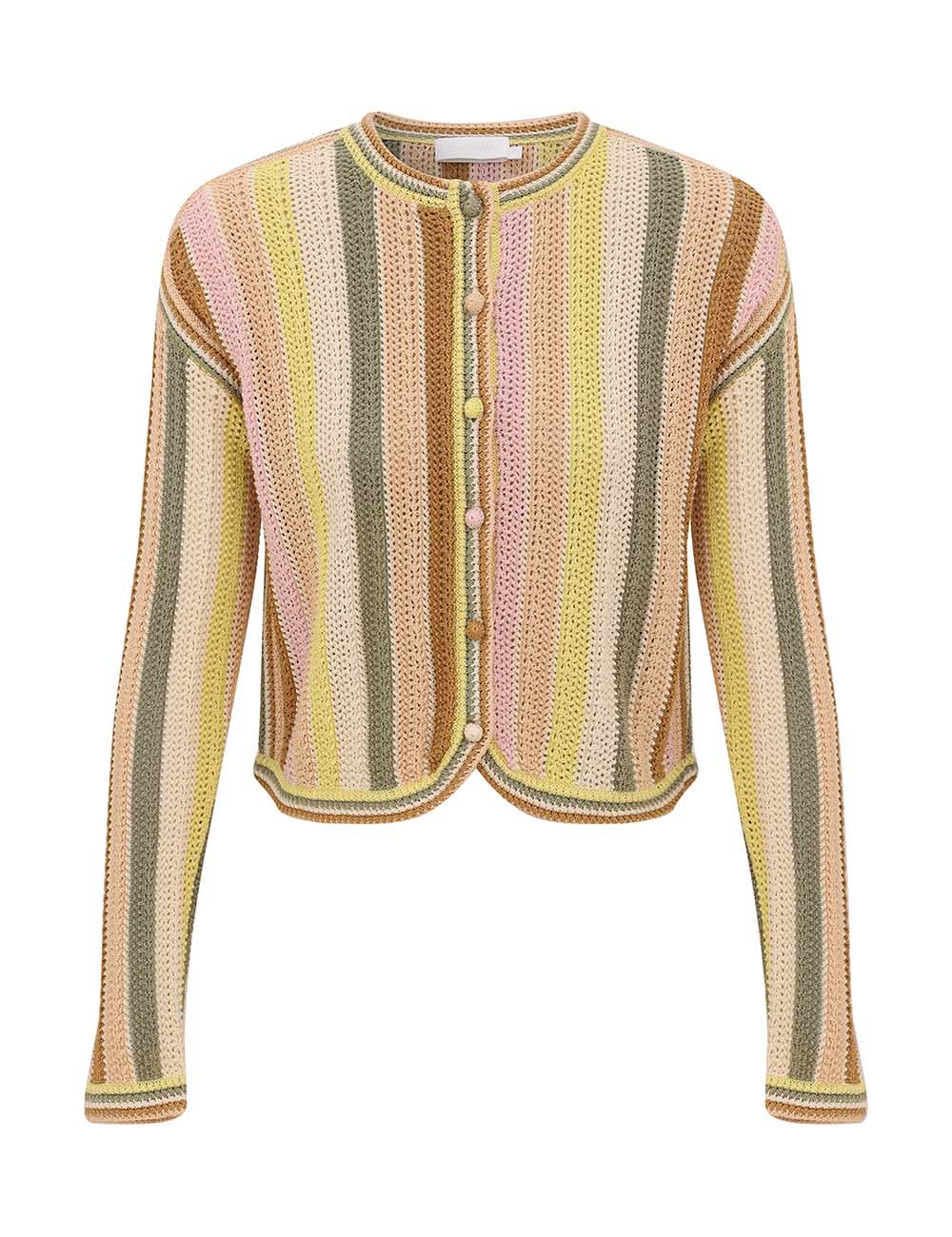 INDRA STRIPE CROCHET CARDIGAN