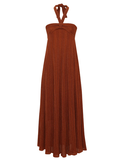 INDRA METALLIC HALTER DRESS