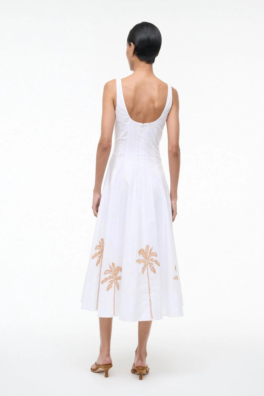 WELLS DRESS PALM EMBROIDERY