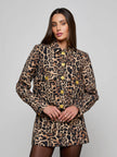 NYX CROPPED JACKET IN BROWN MULTI PATCH LEOPARD