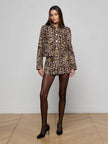NYX CROPPED JACKET IN BROWN MULTI PATCH LEOPARD
