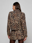 NYX CROPPED JACKET IN BROWN MULTI PATCH LEOPARD