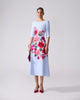 FLORAL EMBROIDERED BOAT NECK DRESS