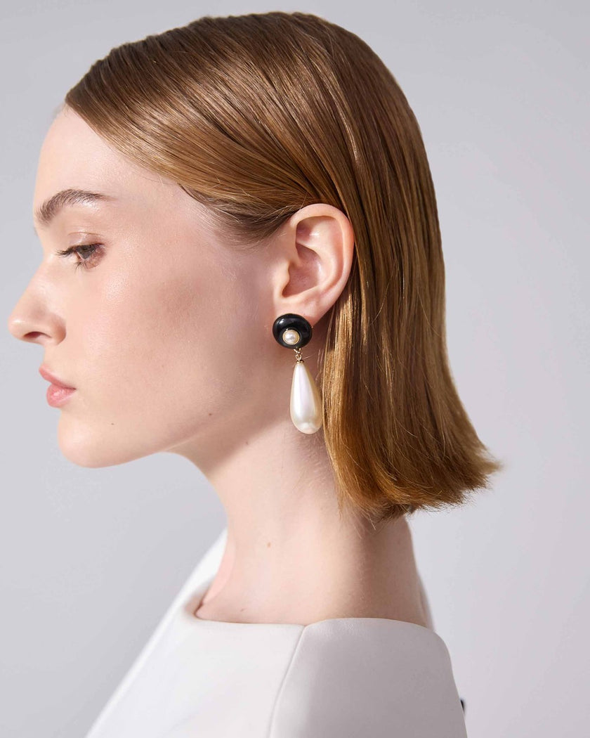 PEARL AND CRYSTAL DROP EARRINGS