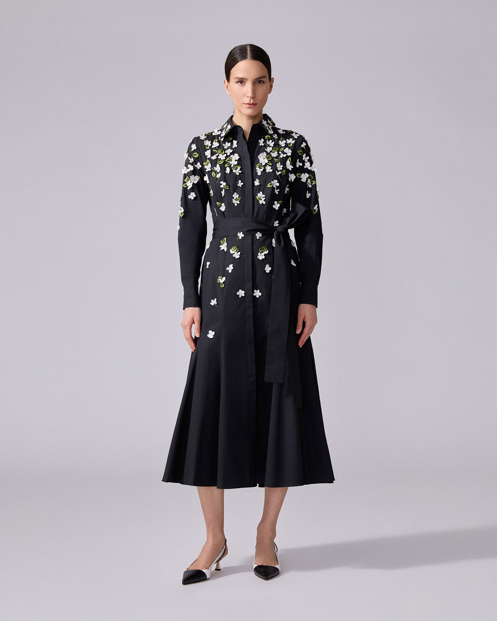 FLORAL EMBROIDERED MIDI DRESS