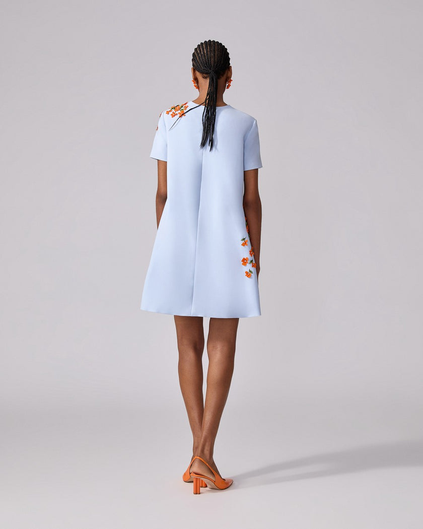 FLORAL EMBROIDERED MINI DRESS
