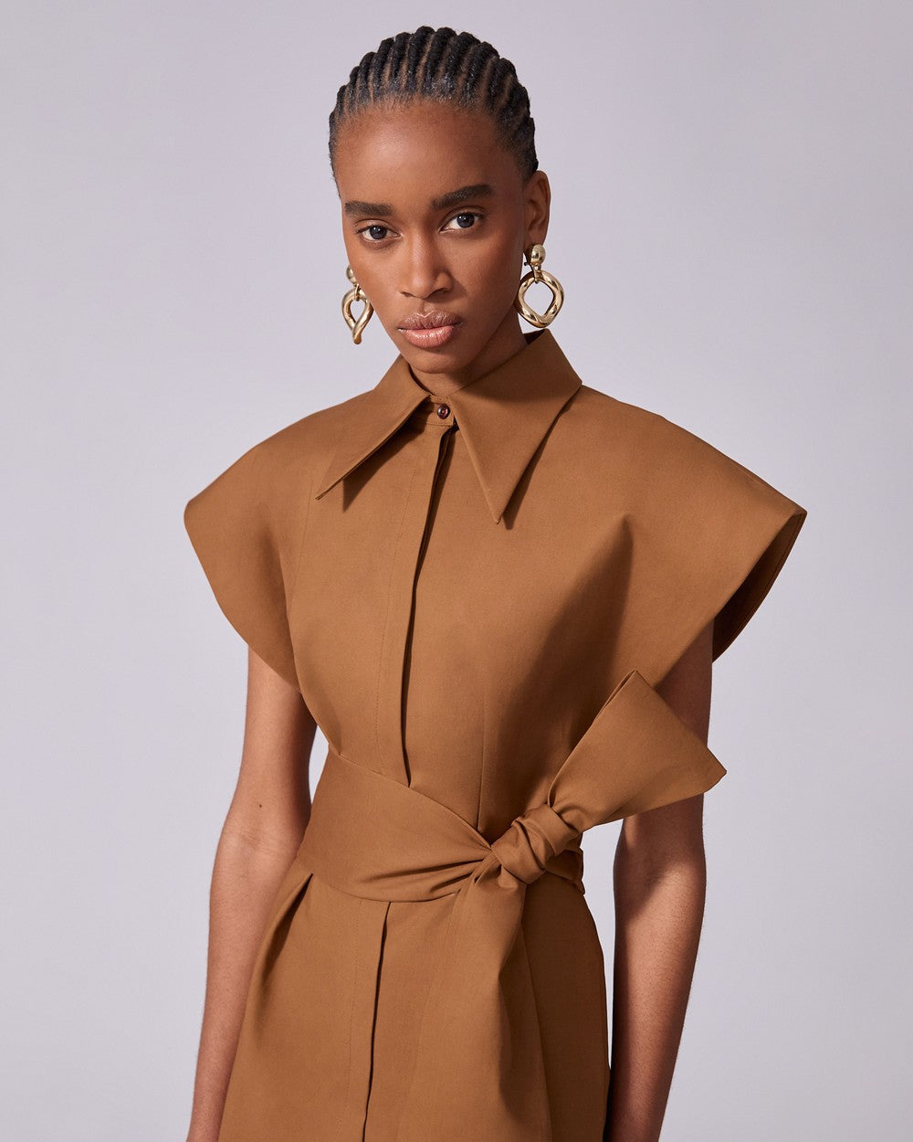 CAP SLEEVE COLUMN DRESS