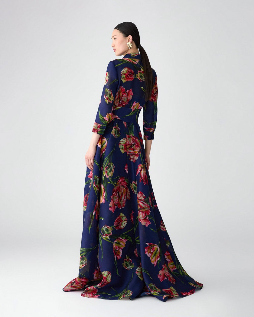 TULIP PRINT TRENCH GOWN