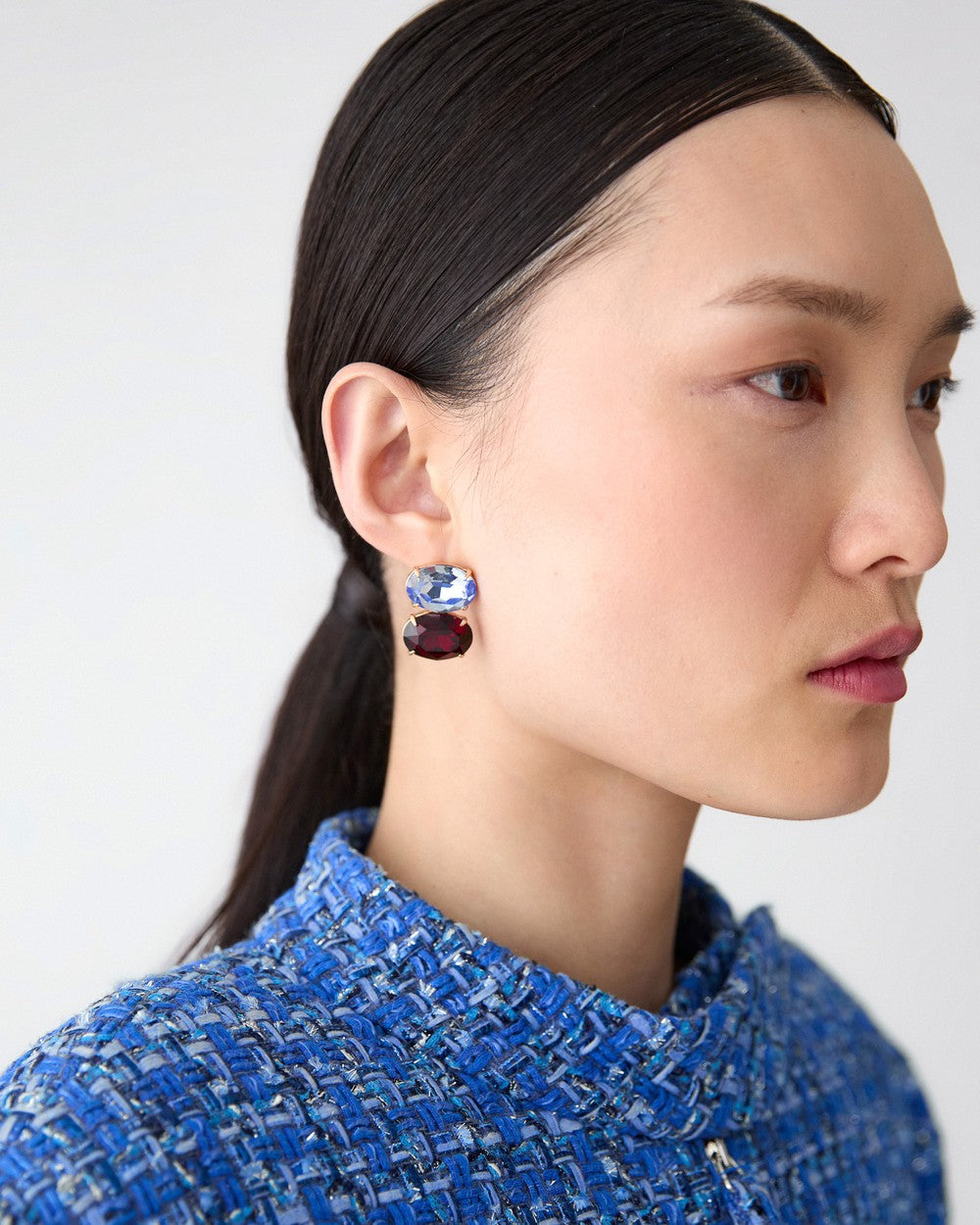 TWO TONE CRYSTAL EARRINGS