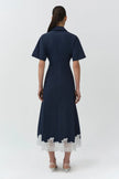 NERRIS COTTON FAILLE LACE MIDI DRESS