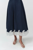 NERRIS COTTON FAILLE LACE MIDI DRESS