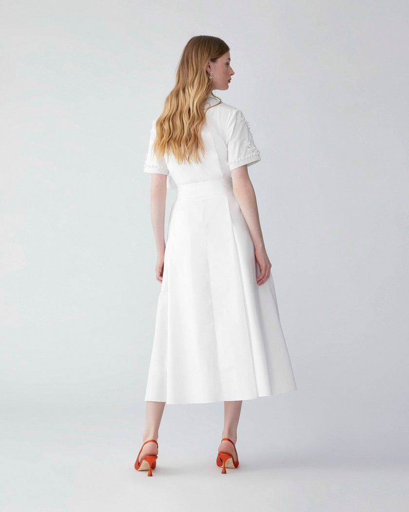 EMBROIDERED MIDI SHIRT DRESS