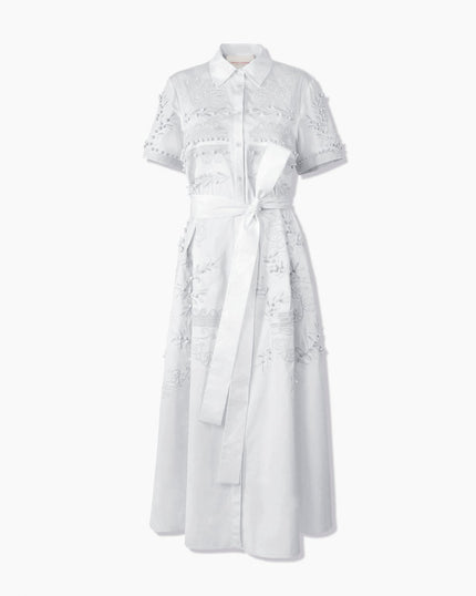 EMBROIDERED MIDI SHIRT DRESS