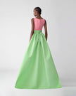 COLOR BLOCKED COLUMN GOWN WITH OVERSKIRT