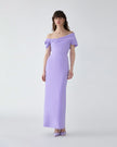 DRAPED OFF SHOULDER COLUMN GOWN