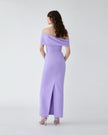 DRAPED OFF SHOULDER COLUMN GOWN