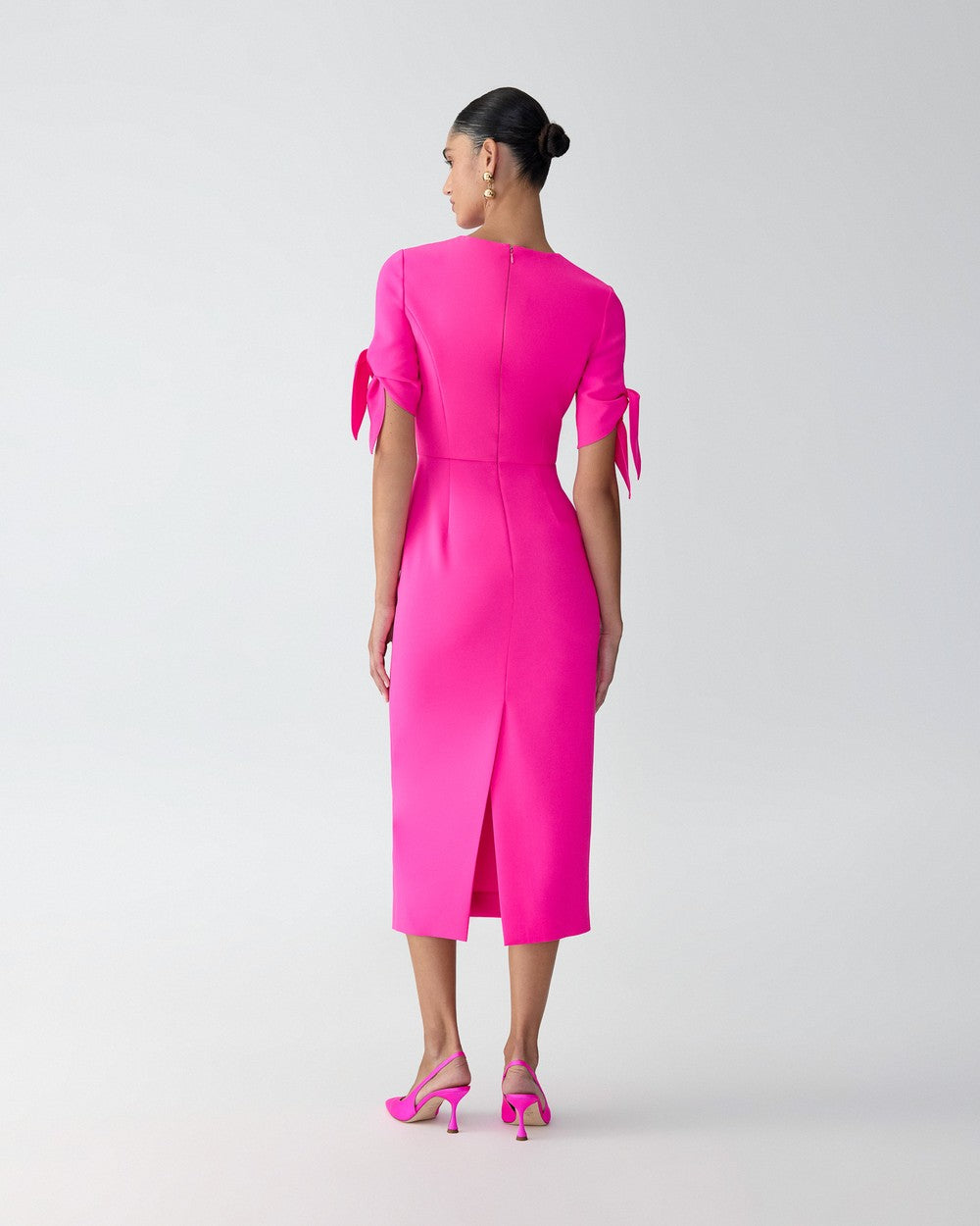 TIE SLEEVE MIDI DRESS