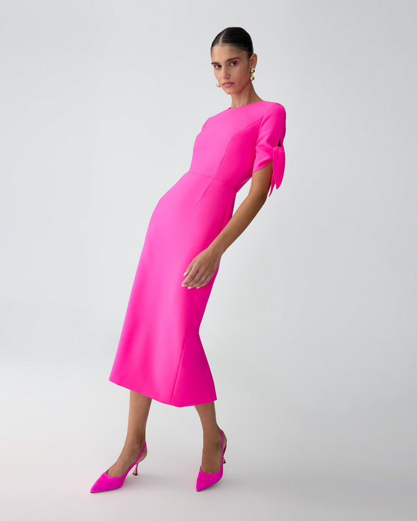 TIE SLEEVE MIDI DRESS