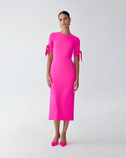 TIE SLEEVE MIDI DRESS