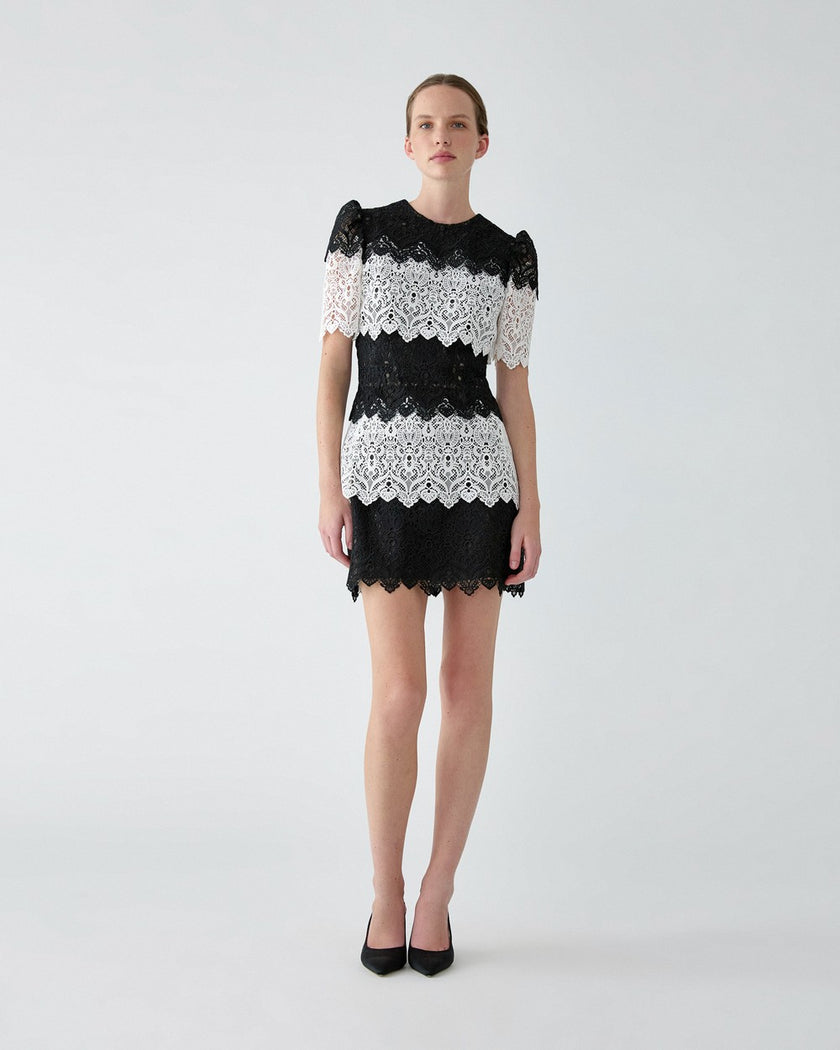 LACE TRIM MINI DRESS